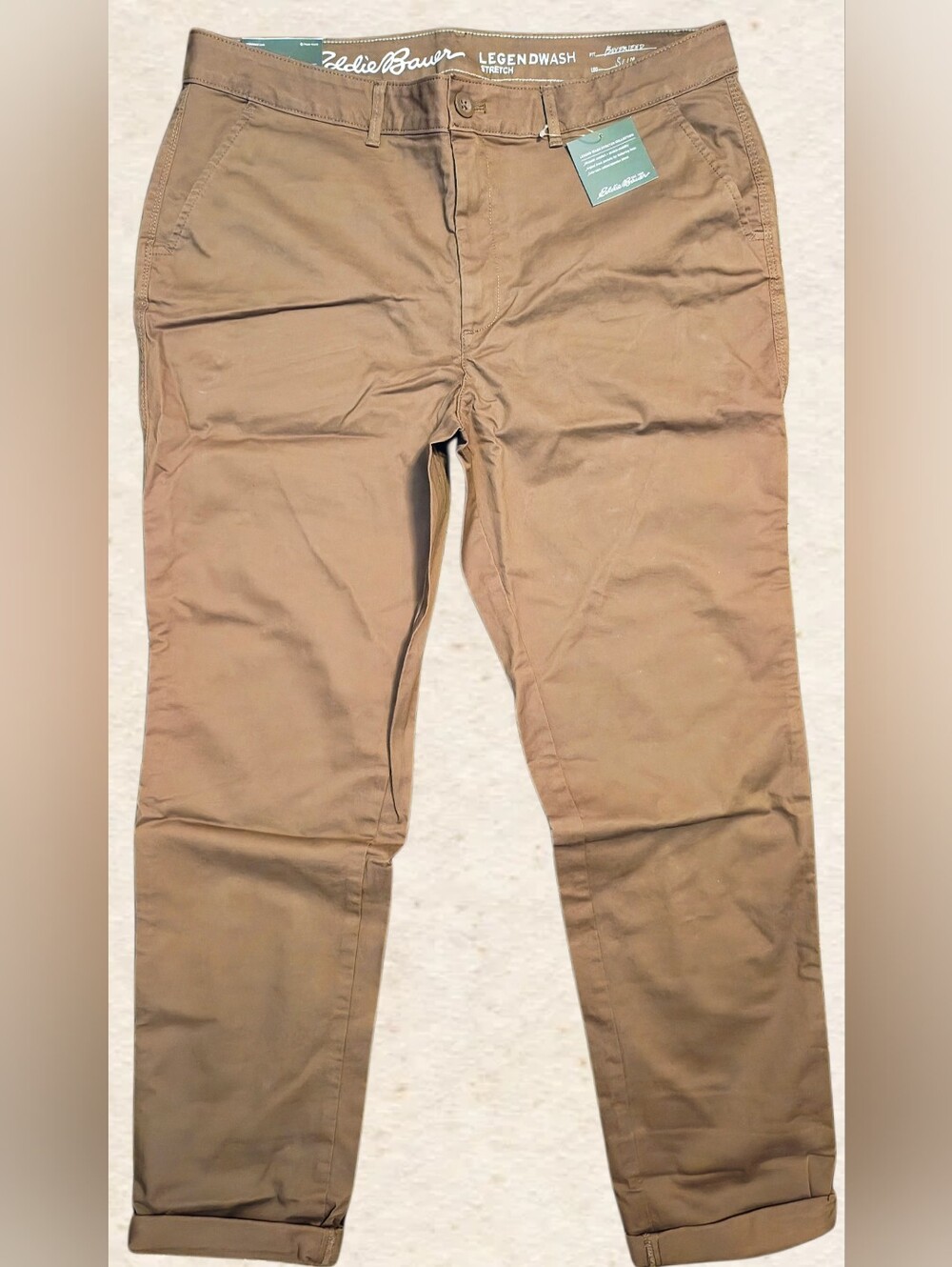 NWT Eddie Bauer WT Stretch Legend Wash Boyfriend Pants Mulberry 14
